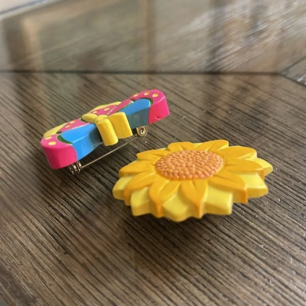 Vintage Butterfly & Sunflower Resin Pins